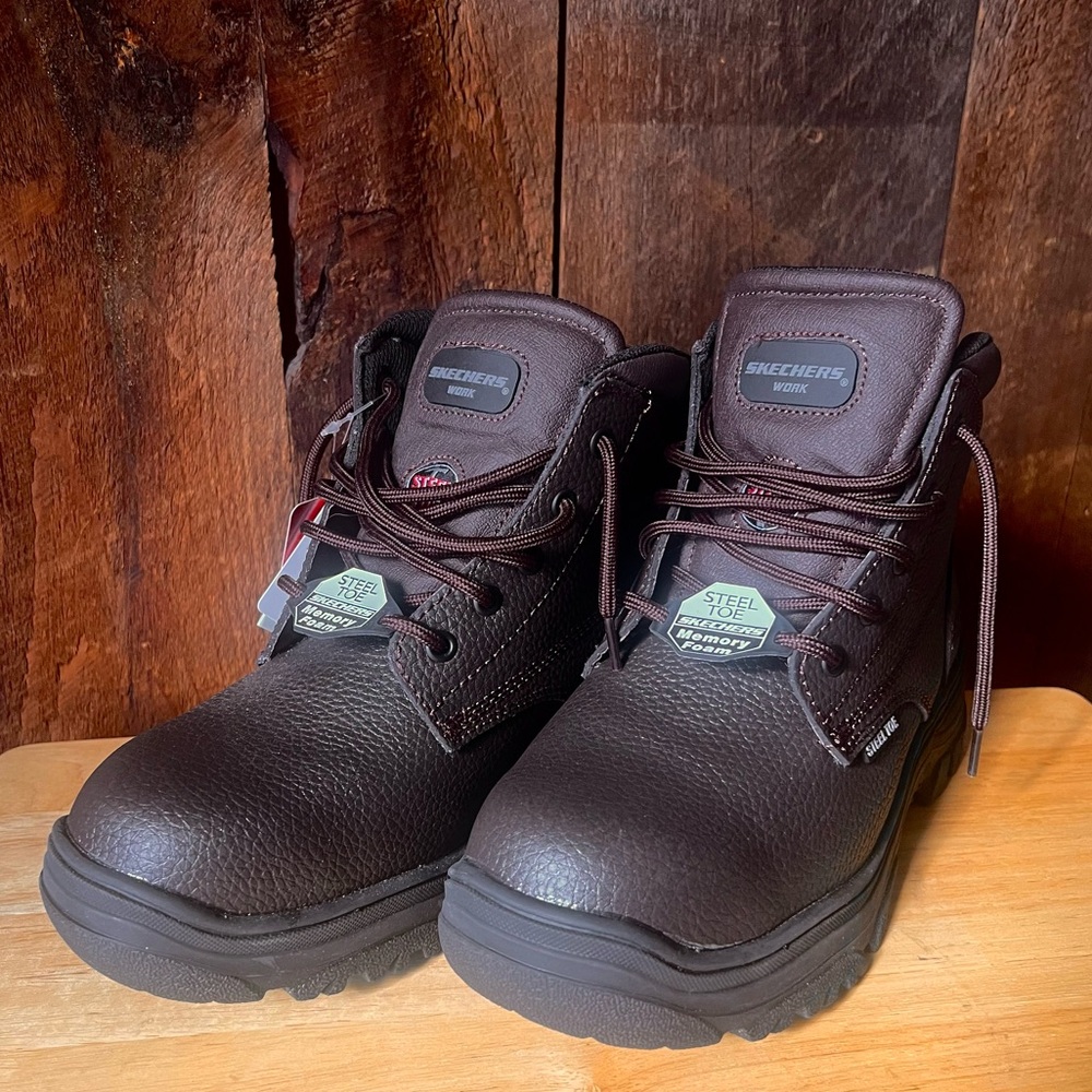 Sketchers Steel Toe Slip Resistant Wide Fit Work Boots Men’s Size 9